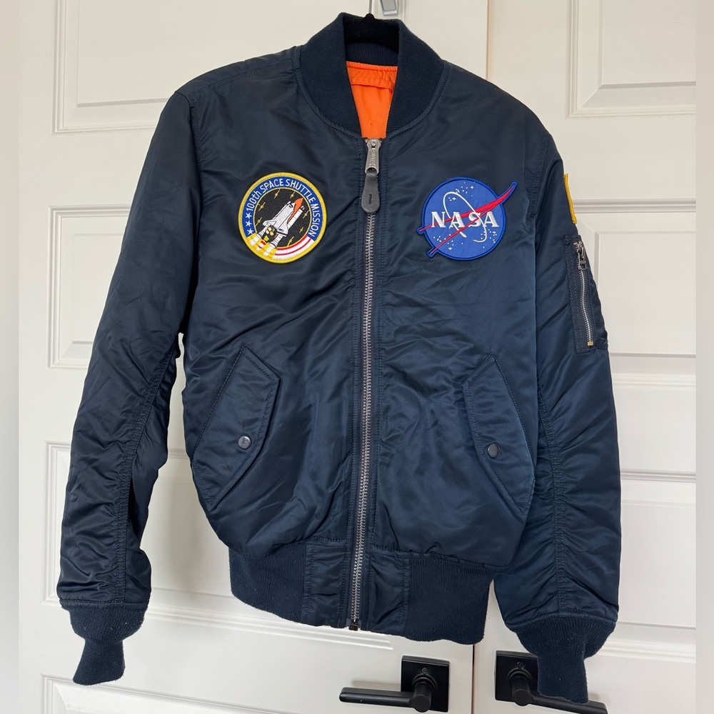 Alpha Industries MA-1 NASA Bomber Flight Navy Blue Bomber Jacket - unisex - S